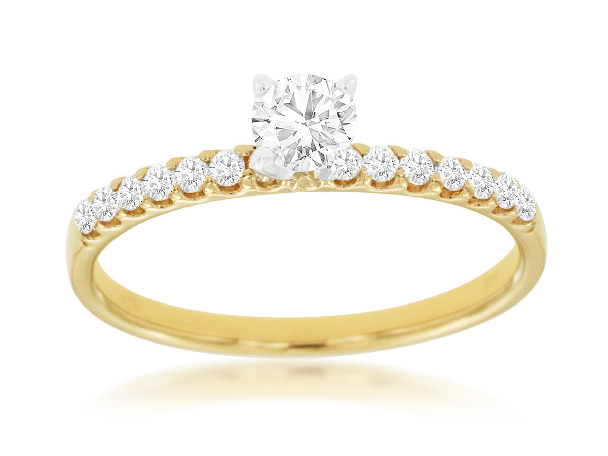 14K Yellow Gold .47ctw Round Diamond Engagement Ring