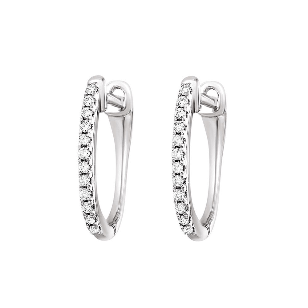 10K White Gold Diamond 1/10CTW Hoops