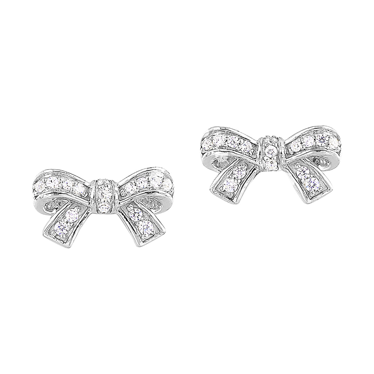 10K White Gold Diamond 1/7CTW Bow Stud Earrings