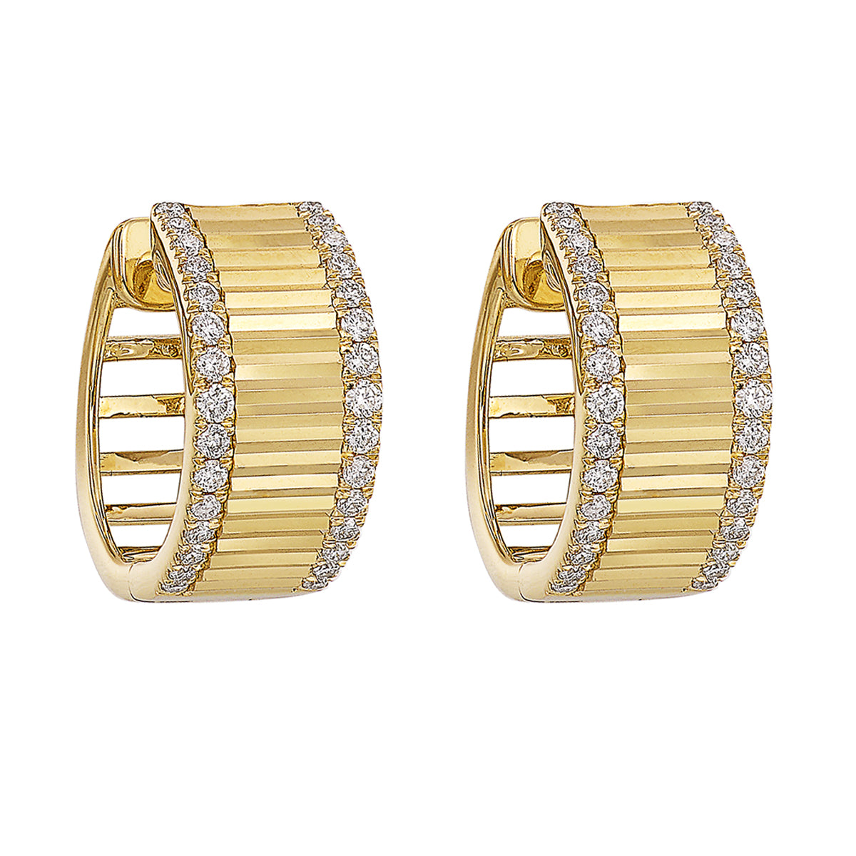 14K Yellow Gold Diamond 1/2CTW  Hoop Earrings