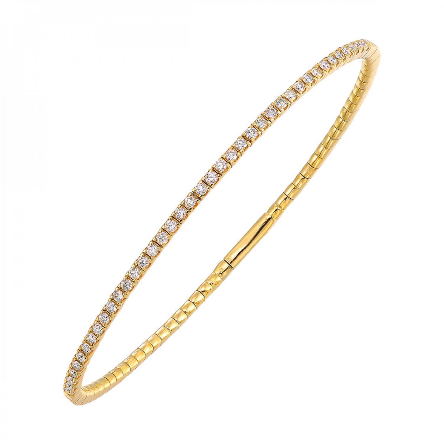 14K Yellow Gold .75CTW Diamond Flex Bangle