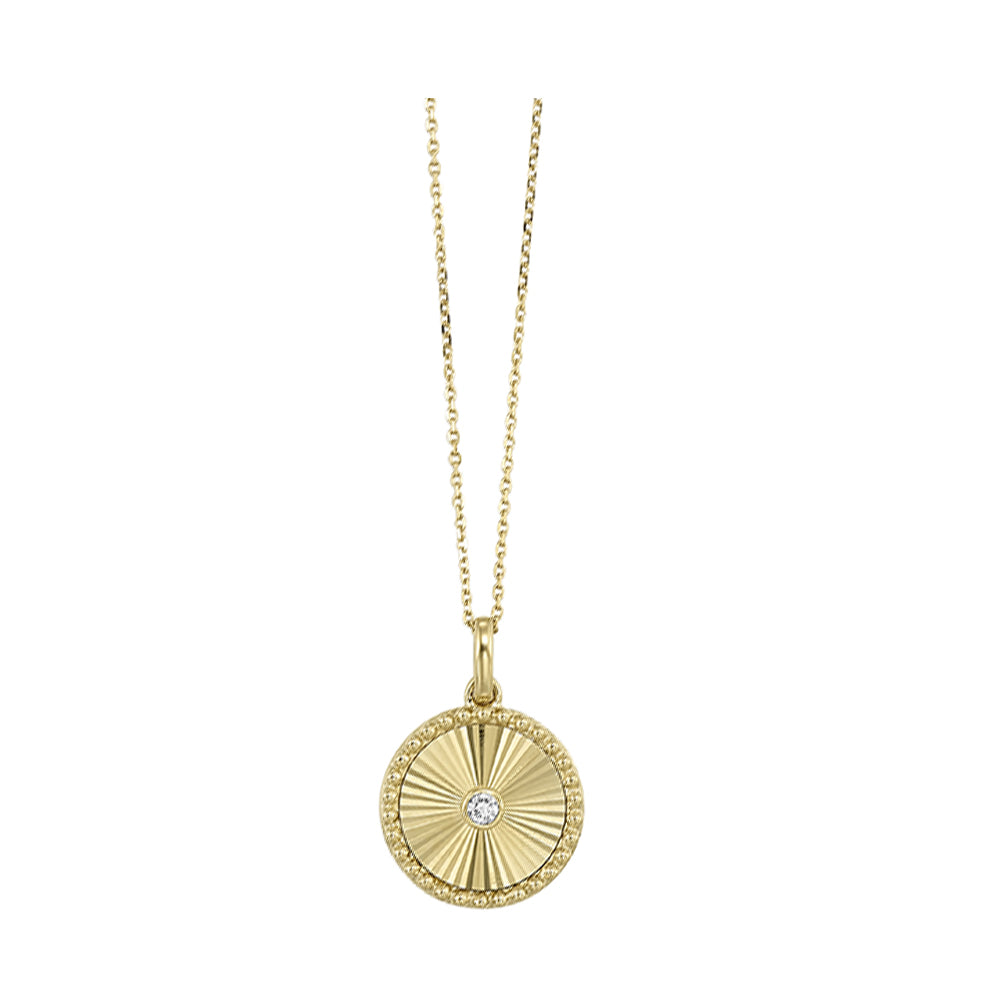 10K Yellow Gold Diamond 1/25CTW Circle Pendant And Chain