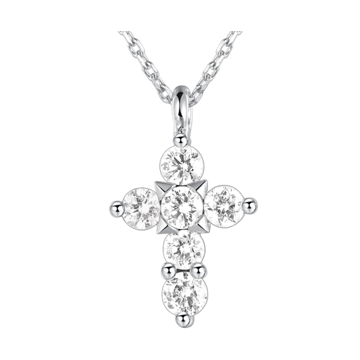 14K White Gold Diamond 1/3CTW Cross Pendant With Chain