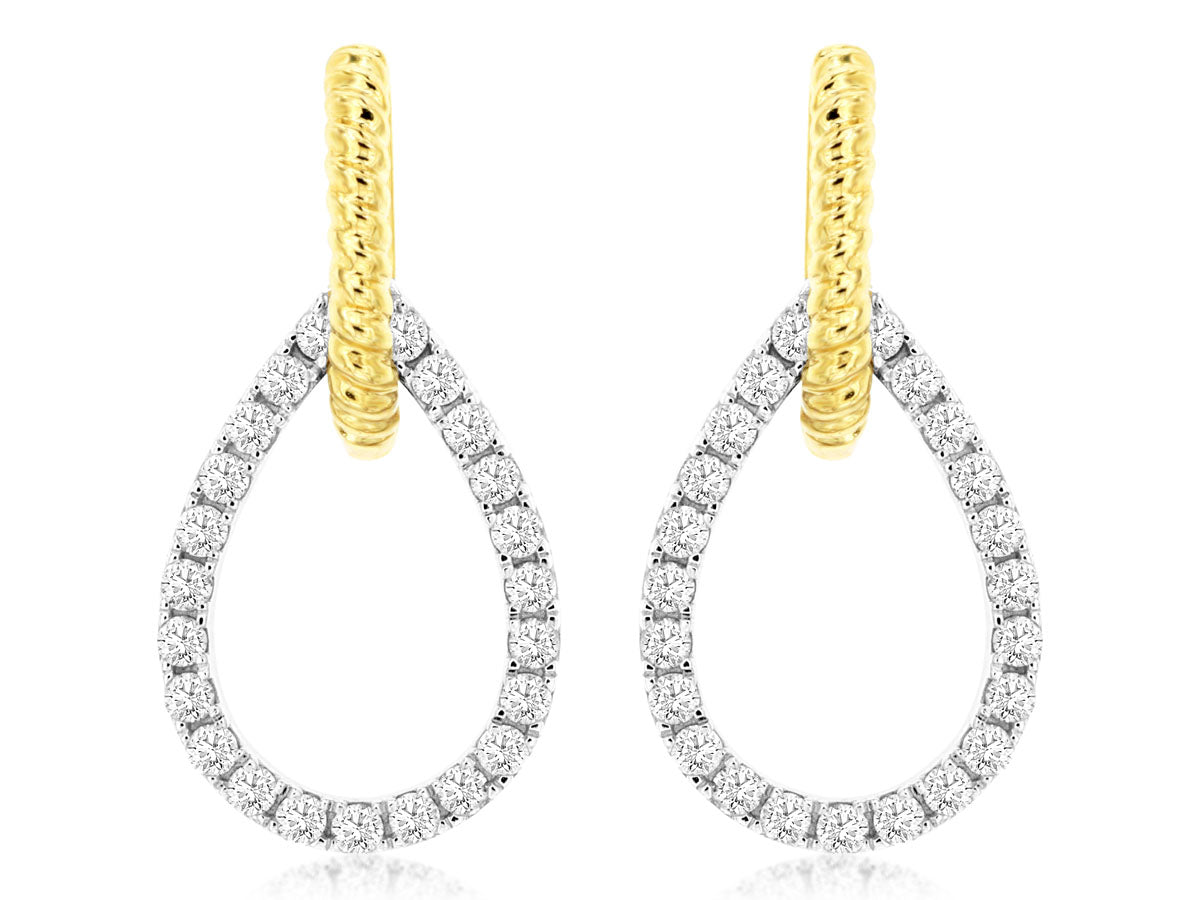 14K Two-Tone .51CTW Diamond Dangle Earrings