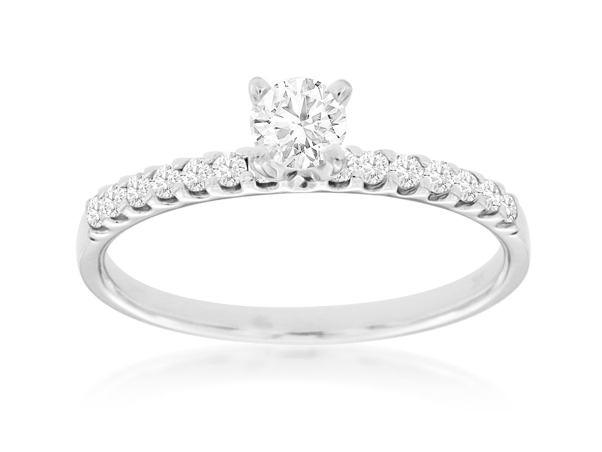 14K White Gold .47ctw Round Diamond Engagement Ring