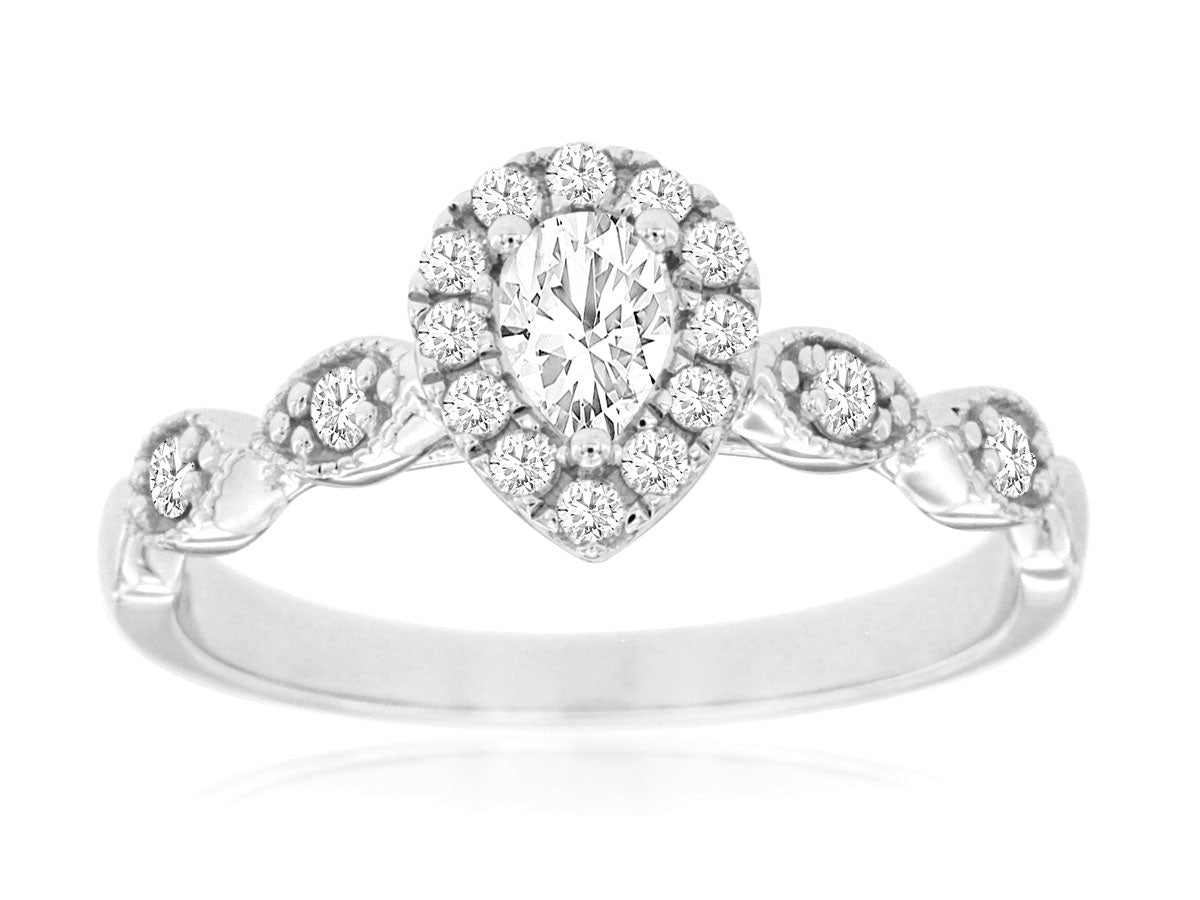 14K White Gold .50ctw Pear Engagement Ring