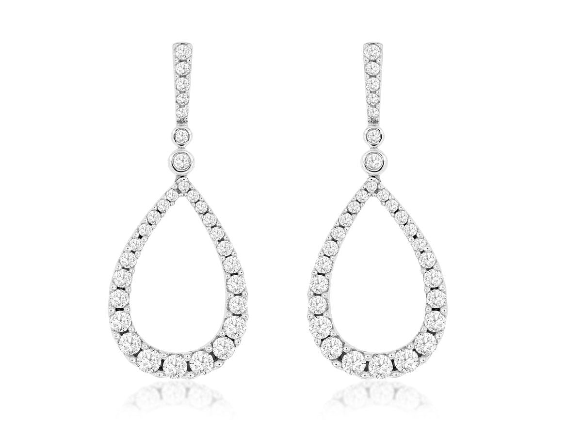 14K White Gold And Diamond Dangle Earrings