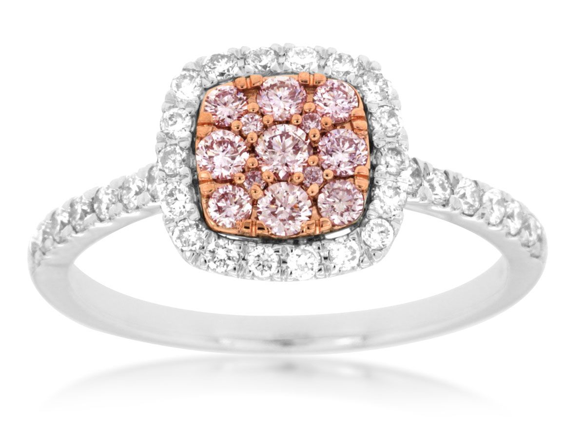 14K Pink And White Diamond Ring